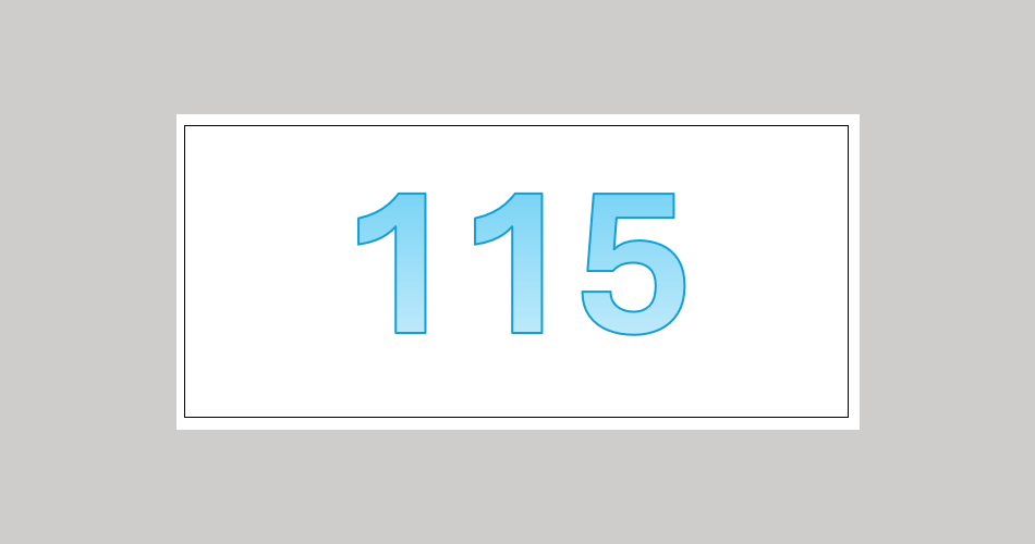 Die Zahlen 115 werden in blauen Farbtönen angezeigt.
